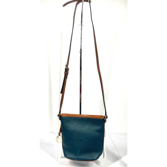 Dooney & Bourke Pebble Grain Leather Sac Crossbody Bag Blue Brown Leather NWT - Picture 7 of 9